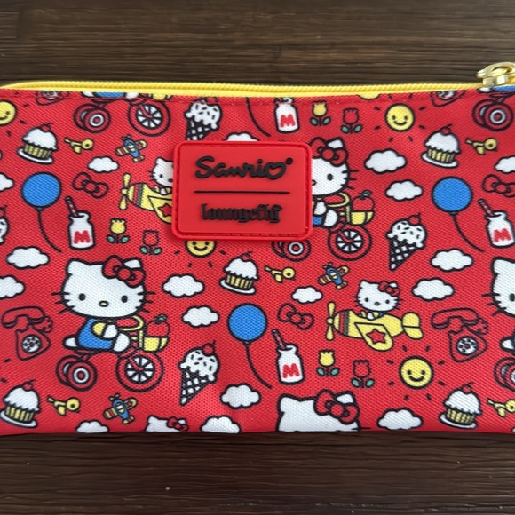 Loungefly Sanrio Hello Kitty 50th Anniversary Nylon Zipper Pouch Wristlet NWT - Picture 2 of 10